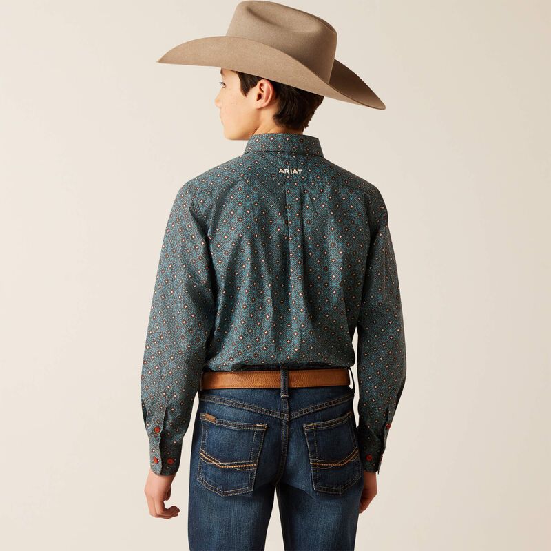 Load image into Gallery viewer, Ariat Boys Broderick Classic Fit Long Sleeve Shirt - Bitter Chocolate
