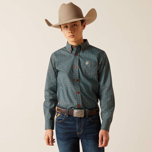 Ariat Boys Broderick Classic Fit Long Sleeve Shirt - Bitter Chocolate