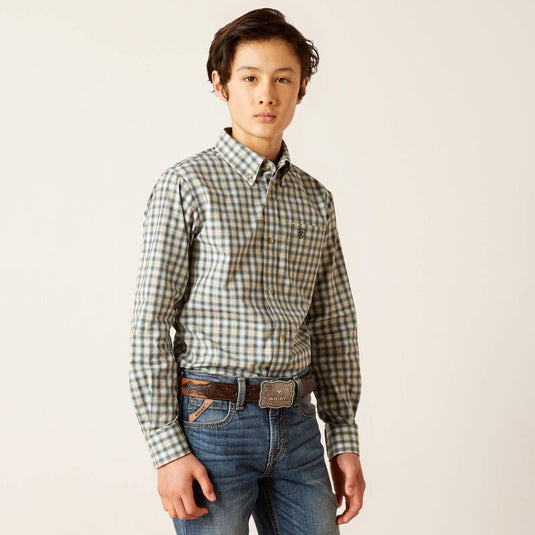 Ariat Boys Pro Series Blake Classic Fit Long Sleeve Shirt - White