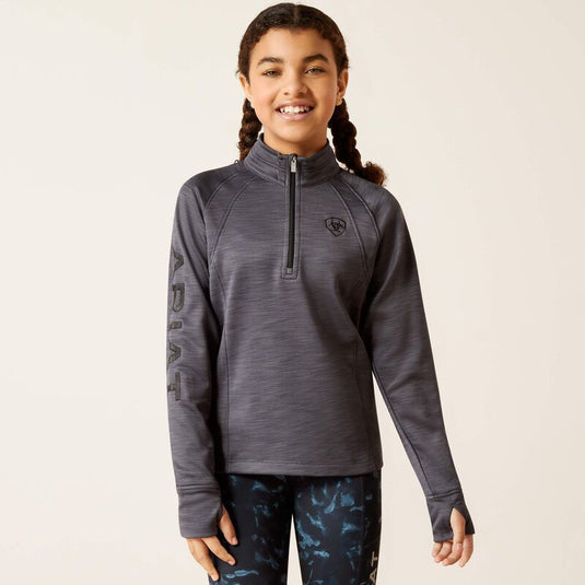 Ariat Tek Girls Team 1/4 Zip Sweatshirt - Ebony Gray