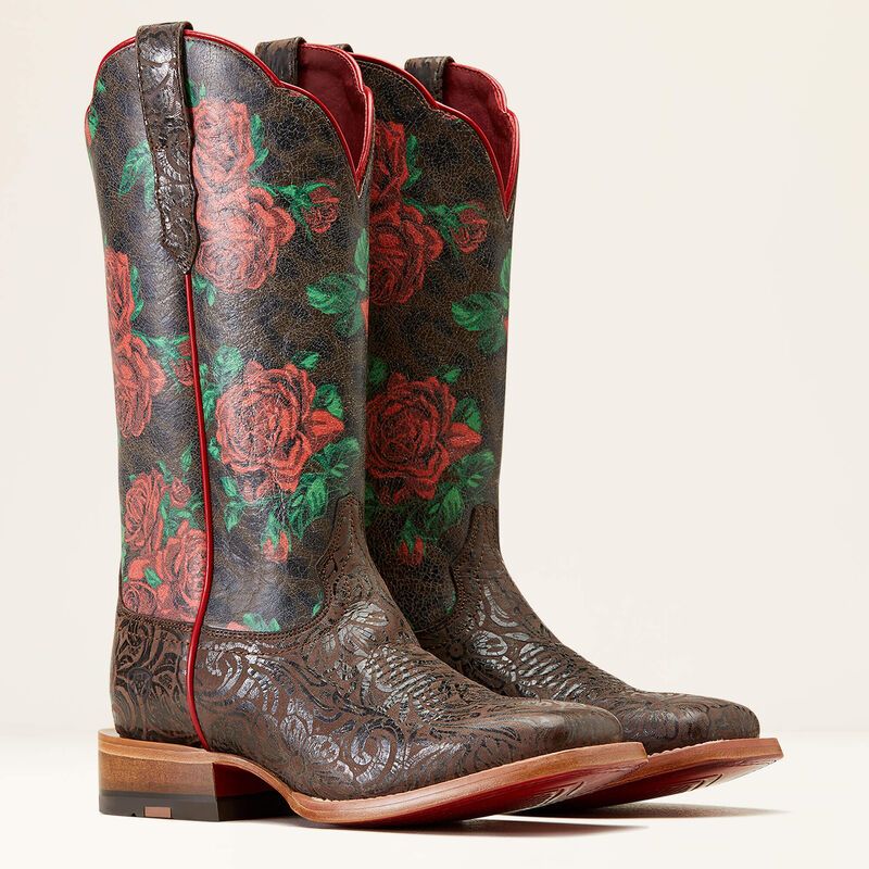 Load image into Gallery viewer, Ariat 13" Frontier Farrah Floral Boot - Chocolate
