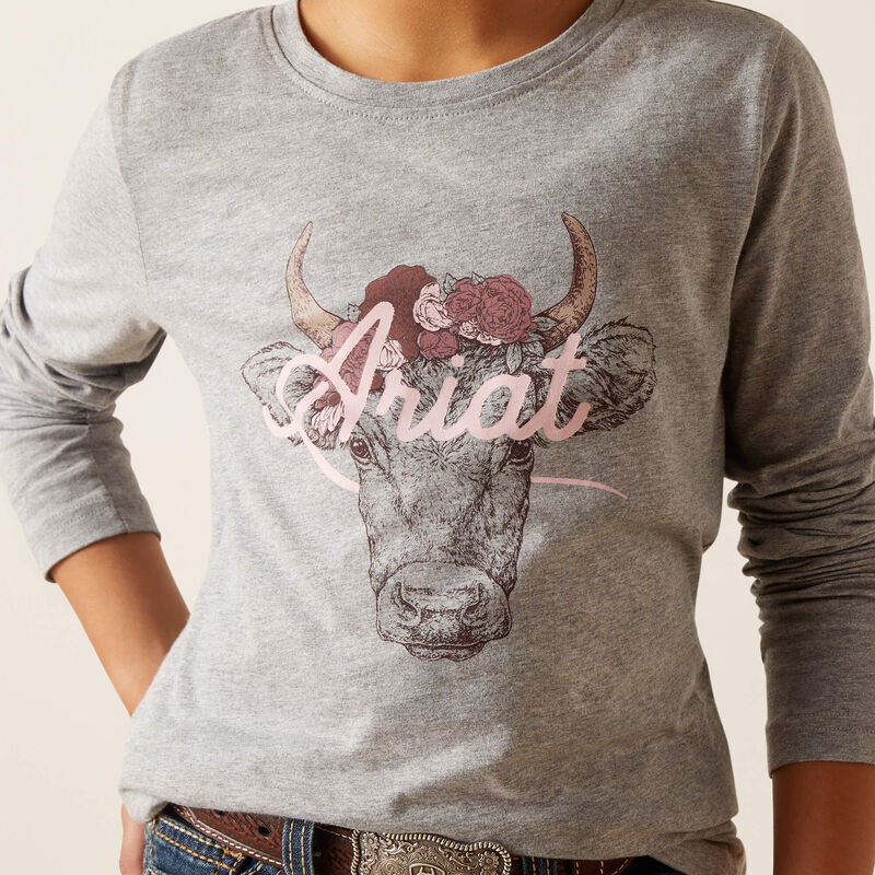 Load image into Gallery viewer, Ariat Girls Fawna Long Sleeve Tee Shirt - Heather Gray
