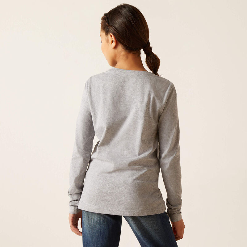 Load image into Gallery viewer, Ariat Girls Fawna Long Sleeve Tee Shirt - Heather Gray
