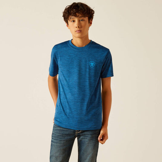 Ariat Boys Charger Ari SW Shield Tee Shirt - Poseidon
