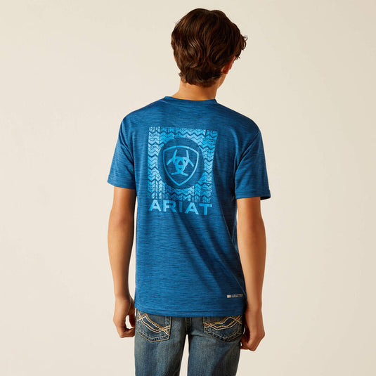 Ariat Boys Charger Ari SW Shield Tee Shirt - Poseidon