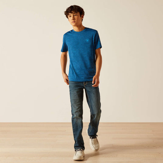 Ariat Boys Charger Ari SW Shield Tee Shirt - Poseidon
