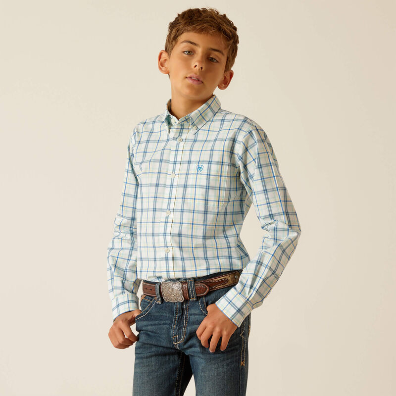 Load image into Gallery viewer, Ariat Boys Pro Series Phelix Long Sleeve Shirt - Aqua
