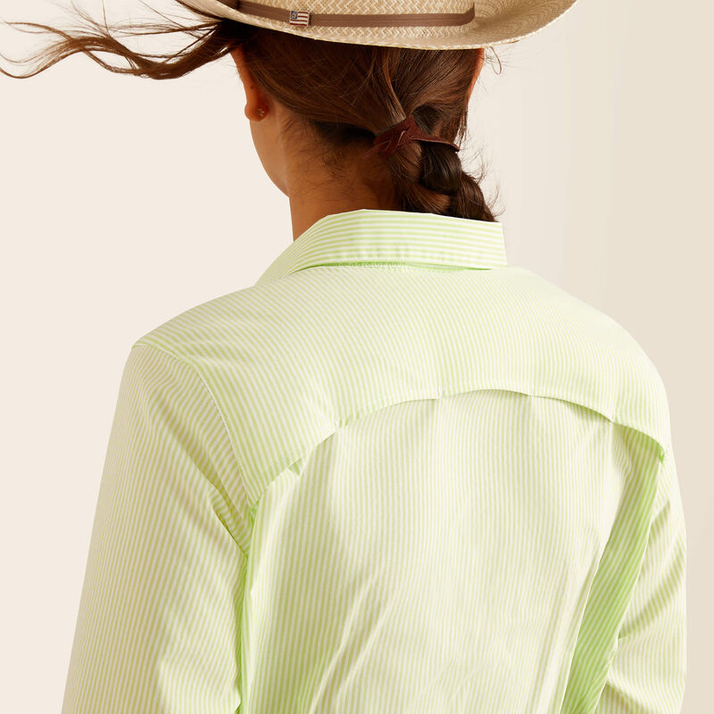 Load image into Gallery viewer, Ariat Womens Venttek Stretch Stripe Long Sleeve Shirt - Lime
