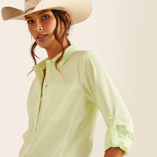 Ariat Womens Venttek Stretch Stripe Long Sleeve Shirt - Lime