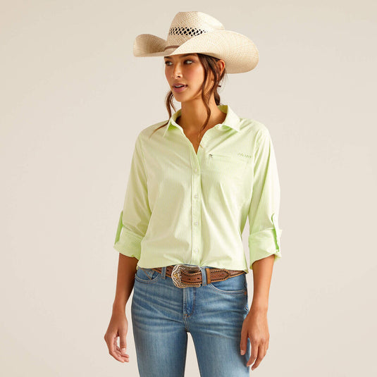Ariat Womens Venttek Stretch Stripe Long Sleeve Shirt - Lime