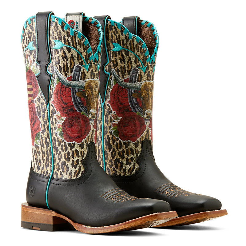 Load image into Gallery viewer, Ariat 12" Frontier Rodeo Quincey Wide Square Toe Boot - Black
