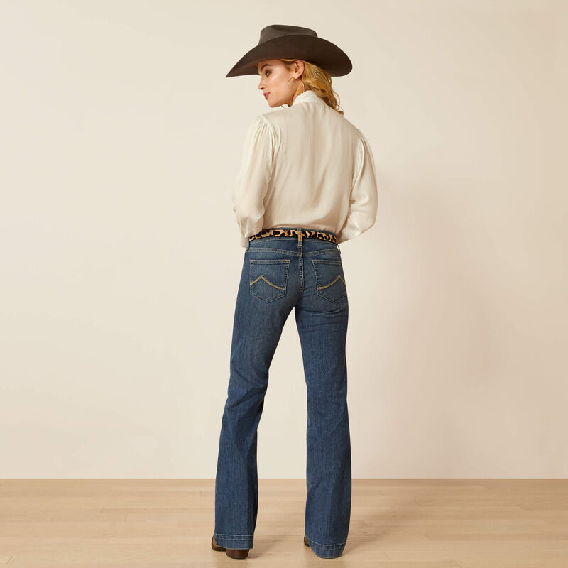Load image into Gallery viewer, Ariat Womens Mid Rise Olivia Wide Leg Trouser Denim Jean - Columbia
