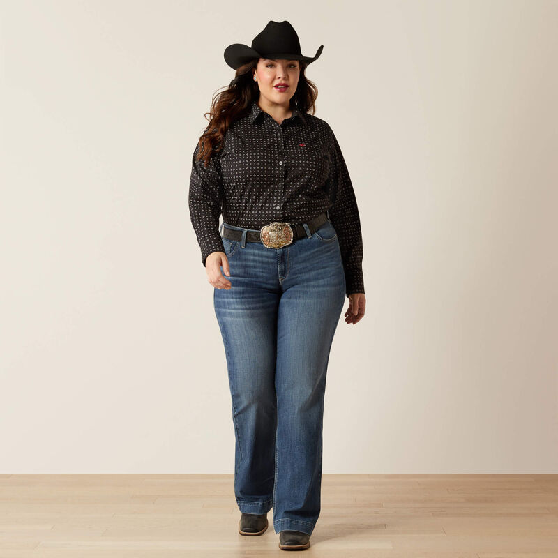 Load image into Gallery viewer, Ariat Womens Mid Rise Olivia Wide Leg Trouser Denim Jean - Columbia
