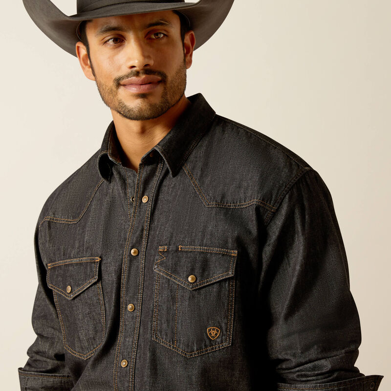 Load image into Gallery viewer, Ariat Mens Long Sleeve Denim Shirt - Black Rinse
