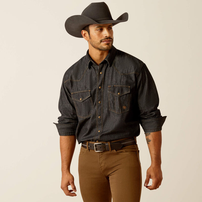 Load image into Gallery viewer, Ariat Mens Long Sleeve Denim Shirt - Black Rinse
