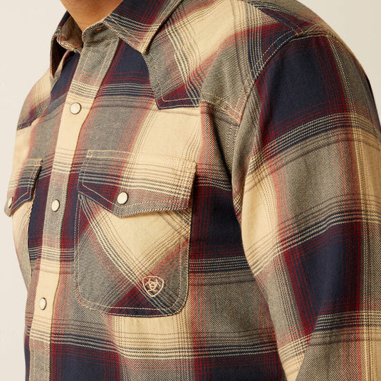 Ariat Mens Hale Retro Fit Long Sleeve Snap Shirt - Pale Khaki