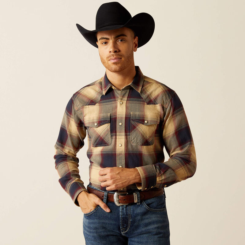 Load image into Gallery viewer, Ariat Mens Hale Retro Fit Long Sleeve Snap Shirt - Pale Khaki
