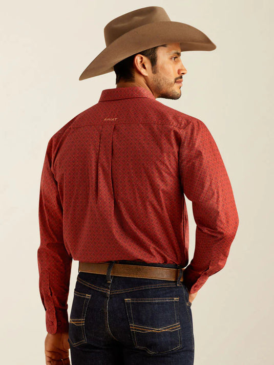 Ariat Mens Sanders Classic Fit Long Sleeve Shirt - Red