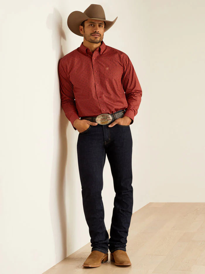 Load image into Gallery viewer, Ariat Mens Sanders Classic Fit Long Sleeve Shirt - Red
