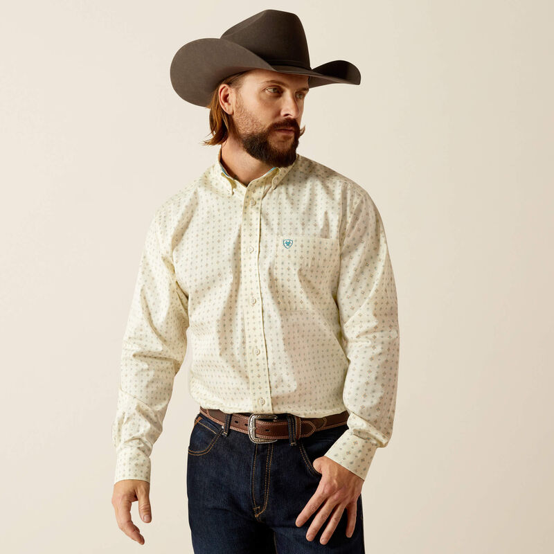Load image into Gallery viewer, Ariat Mens Wrinkle Free Griffin Classic Fit Long Sleeve Shirt - Cream
