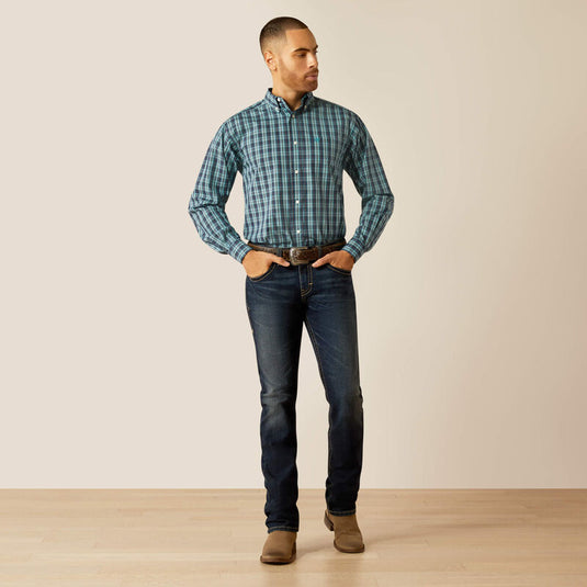 Ariat Mens Wrinkle Free Gibson Classic Fit Long Sleeve Shirt - Dark Teal