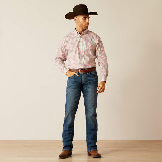 Ariat Mens Wrinkle Free Larson Classic Fit Long Sleeve Shirt - Light Blue