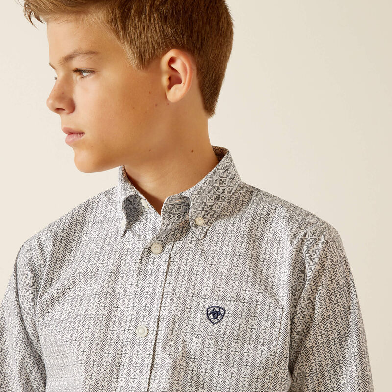 Load image into Gallery viewer, Ariat Boys Reign Classic Fit Long Sleeve Shirt - White
