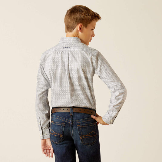 Ariat Boys Reign Classic Fit Long Sleeve Shirt - White
