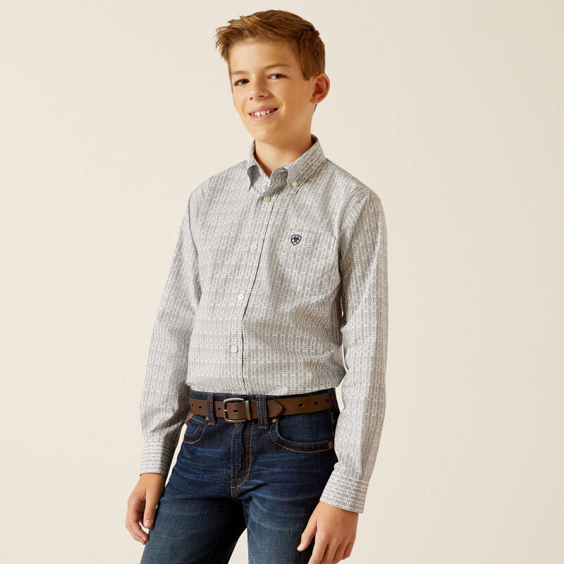 Load image into Gallery viewer, Ariat Boys Reign Classic Fit Long Sleeve Shirt - White
