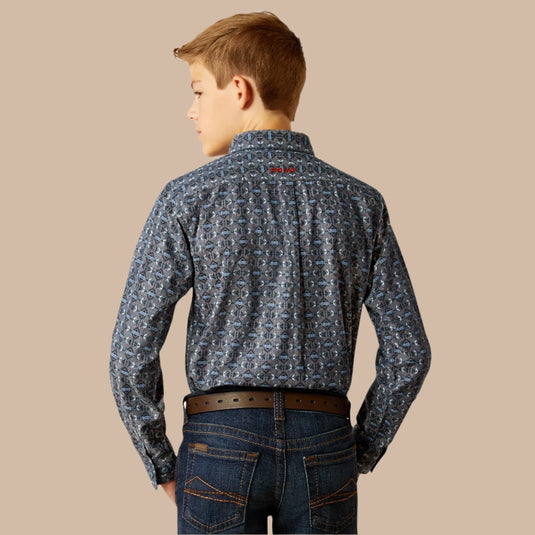 Ariat Boys Rochard Classic Fit Long Sleeve Shirt - Chambray Blue