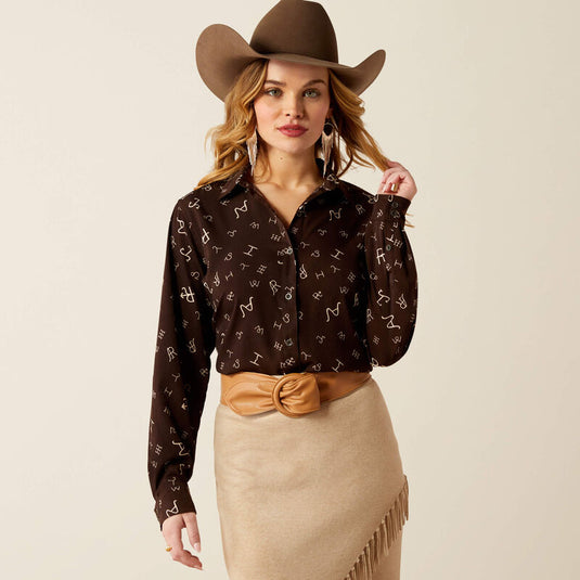 Ariat Women's Homestyle Long Sleeve Shirt - Mole Ranch Brand Print