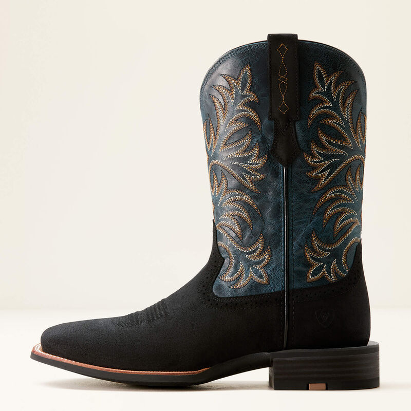 Load image into Gallery viewer, Ariat 11" Oakwood Wide Square Toe Cowboy Boot - Black Suede/Dirty Denim
