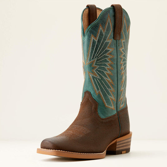 Ariat 11" Decatur Narrow Cutter Toe Western Boot - Aged Smokehouse/Racing Green