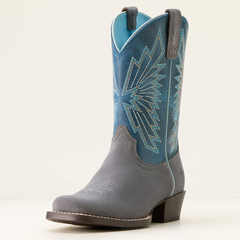 Load image into Gallery viewer, Ariat 9" Youth Decatur Cutter Toe Western Boot - Mineral Suede/Downpour
