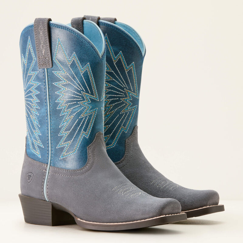 Load image into Gallery viewer, Ariat 9" Youth Decatur Cutter Toe Western Boot - Mineral Suede/Downpour
