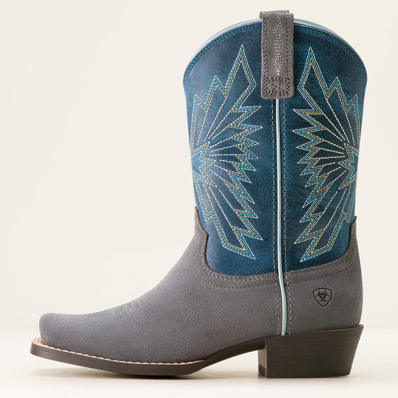 Load image into Gallery viewer, Ariat 9" Youth Decatur Cutter Toe Western Boot - Mineral Suede/Downpour
