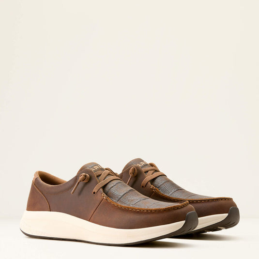 Ariat Men's Buckeye Shoe - Distressed Brown/Dark Tan Croc Print