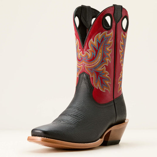 Ariat 10" Bronc Stomper Cowboy Boot - Best in Black / Bright Red