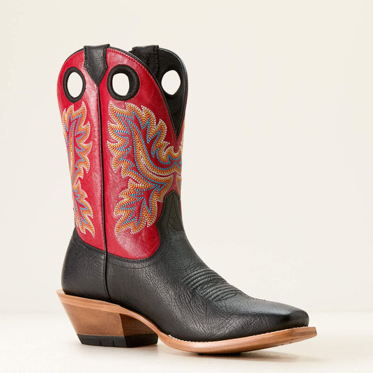 Ariat 10" Bronc Stomper Cowboy Boot - Best in Black / Bright Red