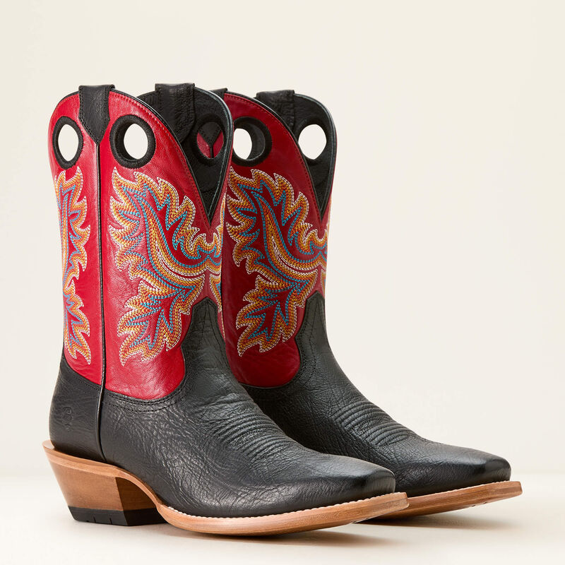 Load image into Gallery viewer, Ariat 10" Bronc Stomper Cowboy Boot - Best in Black / Bright Red
