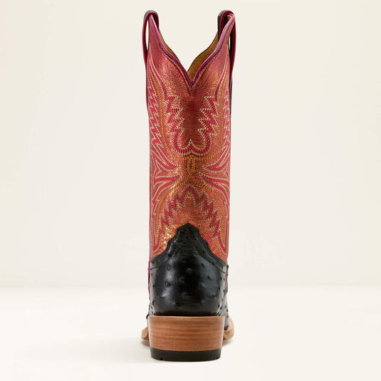 Ariat 13" Futurity Revival Full Quill Ostrich Cutter Toe Boot - Jet Black