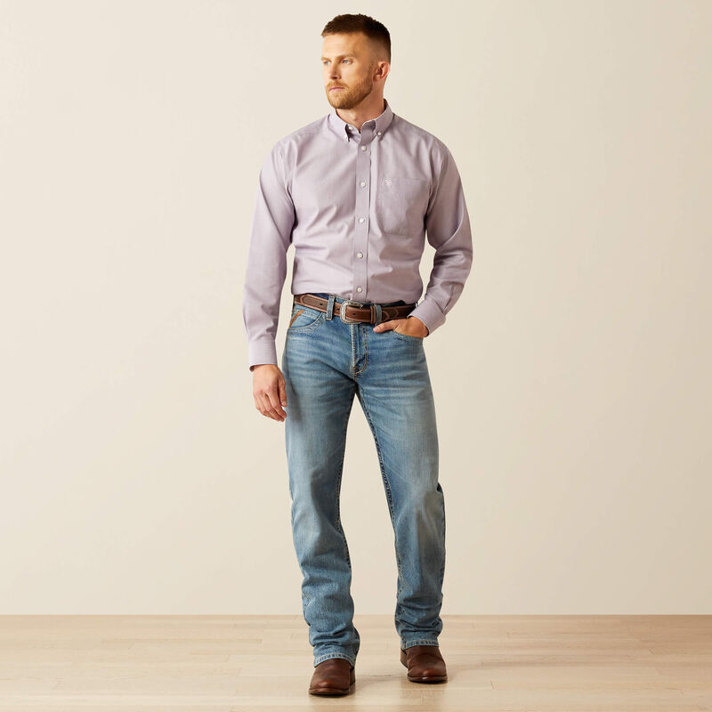 Load image into Gallery viewer, Ariat Mens Wrinkle Free Solid Classic Fit Long Sleeve Shirt - Lilac
