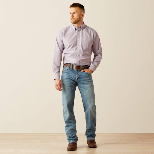 Ariat Mens Wrinkle Free Solid Classic Fit Long Sleeve Shirt - Lilac