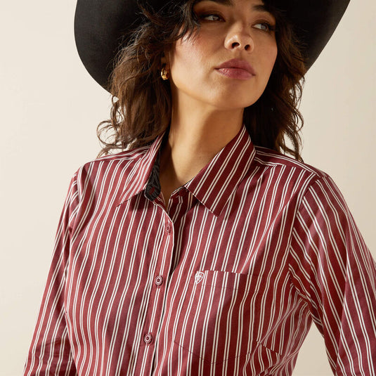 Ariat Womens Kirby Stretch Stripe Shirt - Cabernet