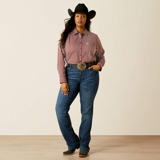 Ariat Womens Kirby Stretch Stripe Shirt - Cabernet