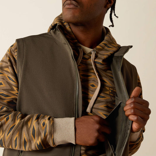 Ariat Mens Logo Softshell Vest - Dark Green/Dark Green Heather
