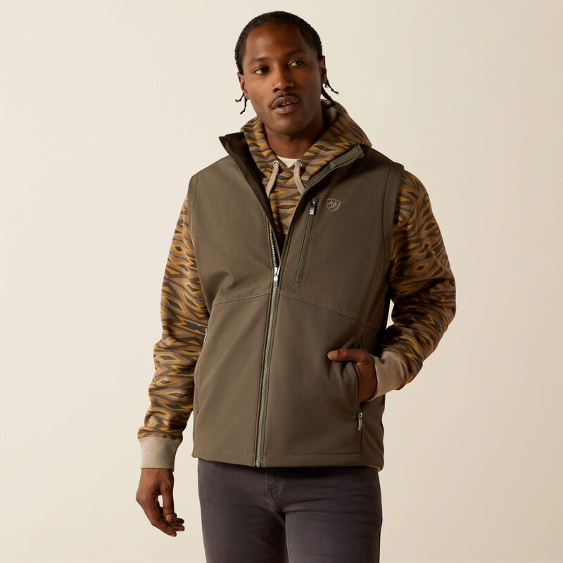 Load image into Gallery viewer, Ariat Mens Logo Softshell Vest - Dark Green/Dark Green Heather
