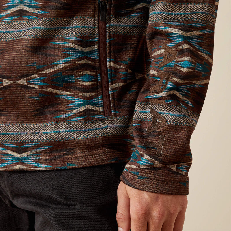 Load image into Gallery viewer, Ariat Mens Caldwell Logo 1/4 Zip Sweater - Deep Mahogany Southwest
