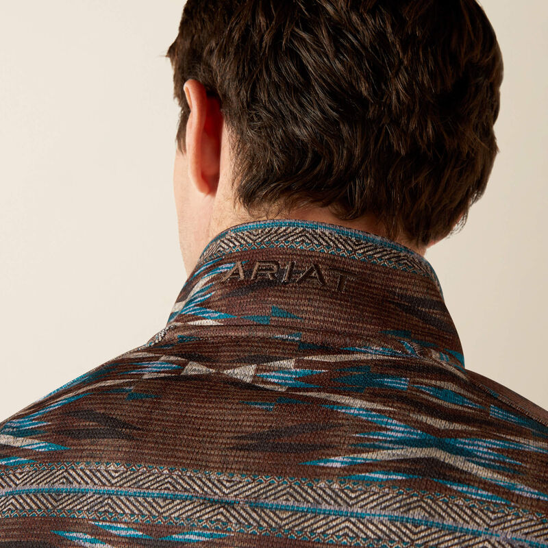 Load image into Gallery viewer, Ariat Mens Caldwell Logo 1/4 Zip Sweater - Deep Mahogany Southwest
