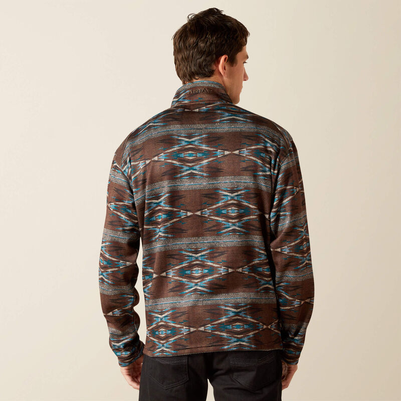 Load image into Gallery viewer, Ariat Mens Caldwell Logo 1/4 Zip Sweater - Deep Mahogany Southwest
